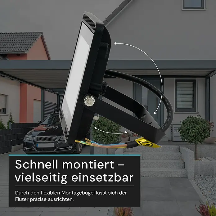 Luxula LED-Strahler - 50 W, 5.000 lm, L x B x H: 21,1 x 3,4 x 18,3 cm, IP65