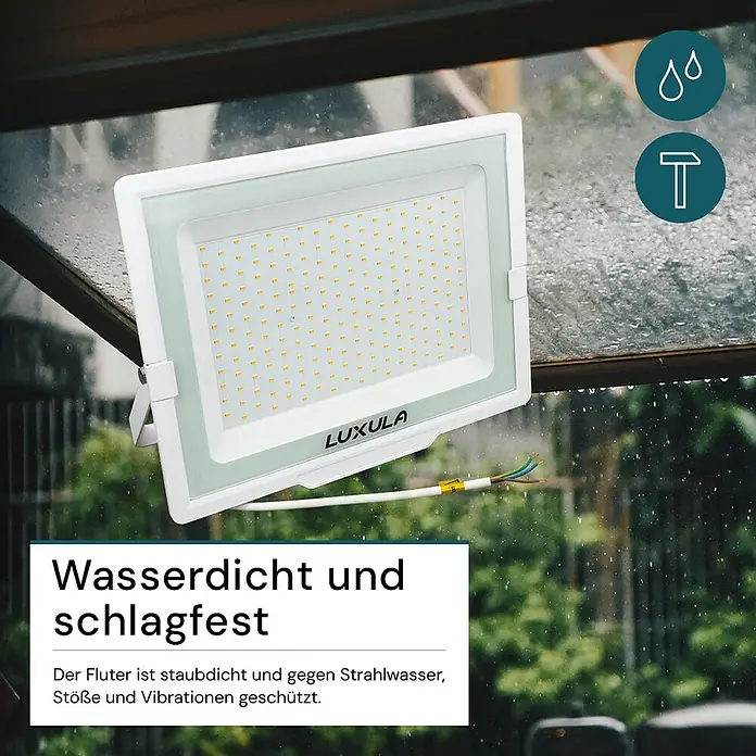 Luxula LED-Strahler - 200 W, 20.000 lm, L x B x H: 38,2 x 3,5 x 31,7 cm, IP65