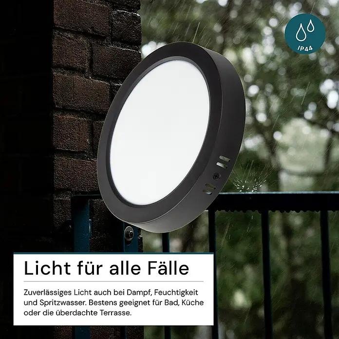 Luxula LED-Wand- & Deckenleuchte - 6 W, L x B x H: 10,9 x 10,9 x 2,8 cm, Schwarz, Weiß, Mehrfarbig