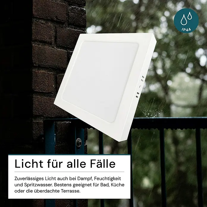 Luxula LED-Wand- & Deckenleuchte - 18 W, L x B x H: 22,6 x 22,6 x 3,5 cm, Weiß, Weiß, Mehrfarbig