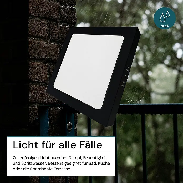 Luxula LED-Wand- & Deckenleuchte - 24 W, L x B x H: 29,9 x 29,9 x 3,4 cm, Schwarz, Weiß, Mehrfarbig