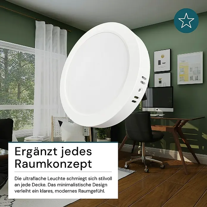 Luxula LED-Wand- & Deckenleuchte - 6 W, L x B x H: 10,9 x 10,9 x 2,8 cm, Weiß, Weiß, Mehrfarbig