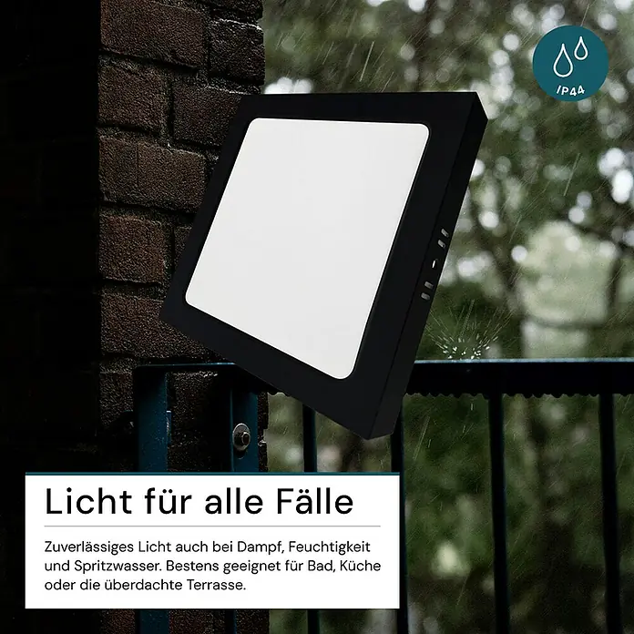 Luxula LED-Wand- & Deckenleuchte - 6 W, L x B x H: 11,2 x 11,2 x 2,6 cm, Schwarz, Weiß, Mehrfarbig