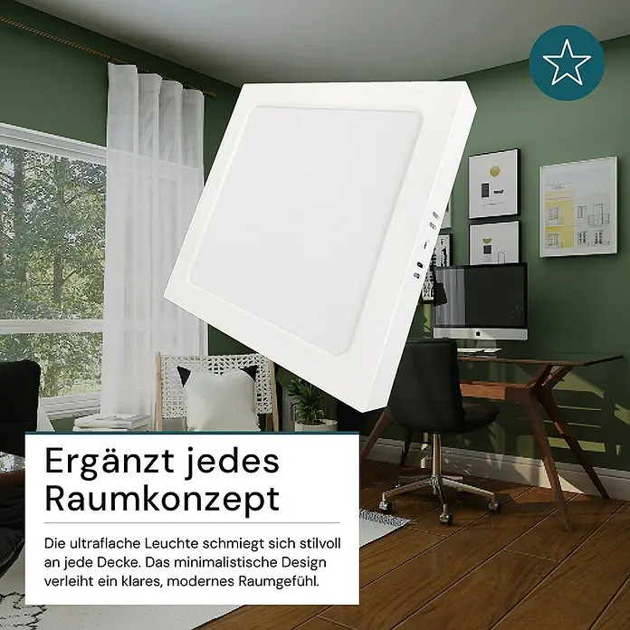 Luxula LED-Wand- & Deckenleuchte - 6 W, L x B x H: 11,2 x 11,2 x 2,6 cm, Weiß, Weiß, Mehrfarbig