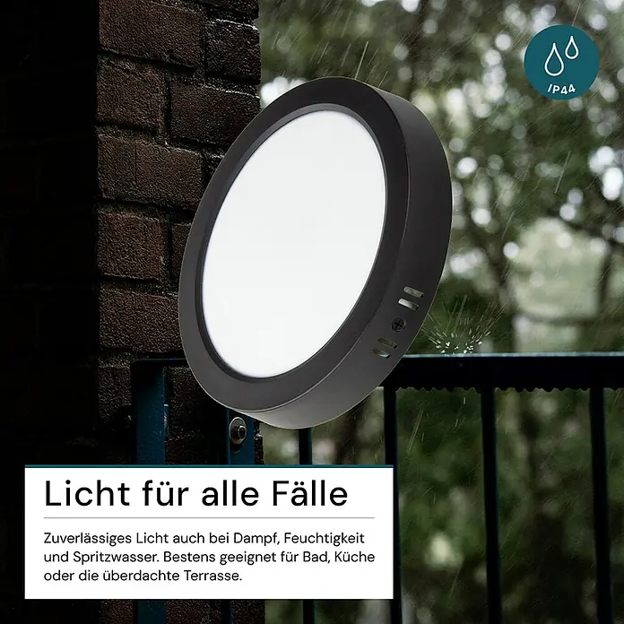 Luxula LED-Wand- & Deckenleuchte - 18 W, L x B x H: 22,4 x 22,4 x 3,5 cm, Schwarz, Weiß, Mehrfarbig