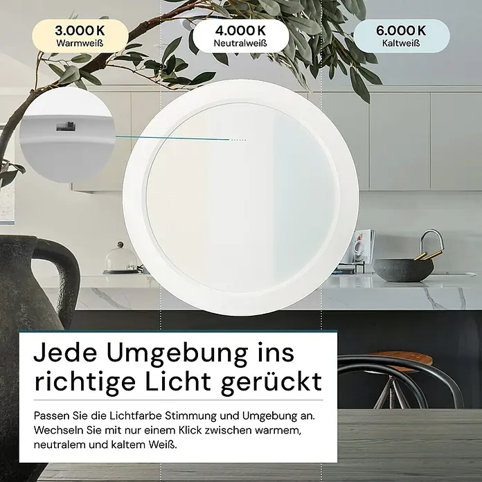 Luxula LED-Wand- & Deckenleuchte - 18 W, L x B x H: 22,4 x 22,4 x 3,5 cm, Weiß, Weiß, Mehrfarbig
