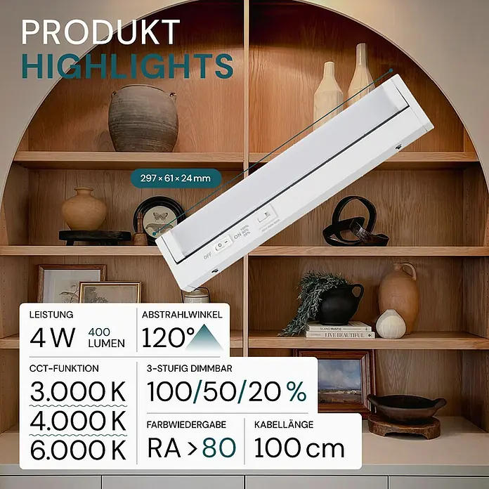 Luxula LED-Unterbauleuchte - Lichtfarbe: Mehrfarbig, 4 W