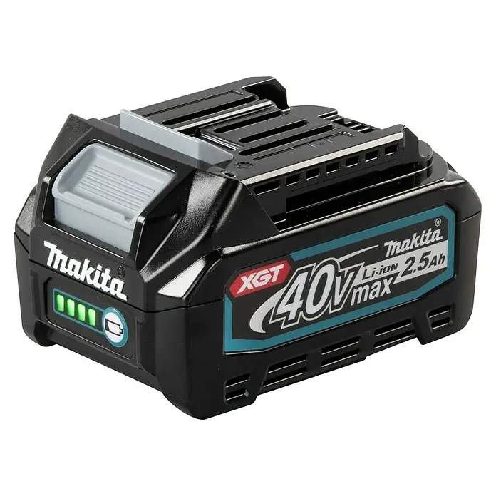 Makita XGT 40V max. Batería BL4025 - 40 V, 2,5 Ah - Batería Makita XGT 40V máx Li-ion 2.5Ah, negra con indicador de carga verde.