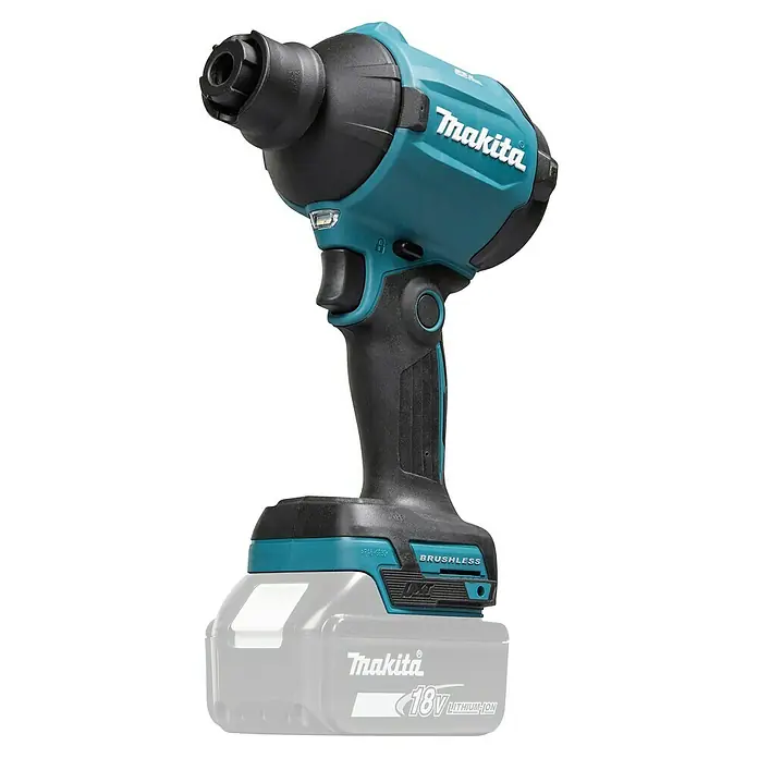 Makita LXT 18V Akku-Gebläse DAS180Z - 18 V, Ohne Akku, 200 mm/s - Makita türkiser und schwarzer akkubetriebener bürstenloser Schlagschrauber mit 18V Li-Ion Akku.