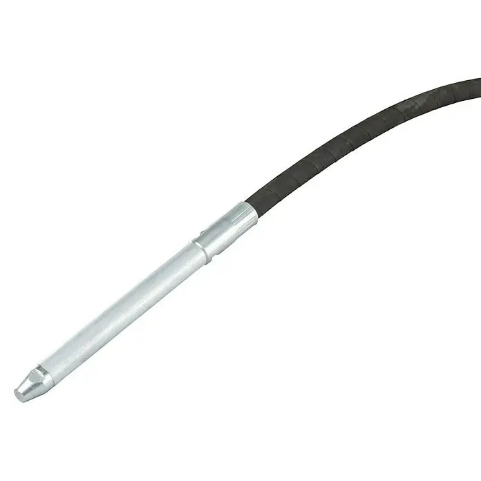 Makita LXT 18V Akku-Betonverdichter DVR450Z - 18 V, Ohne Akku, Schwingzahl: 13.000 U/min - Betonvibrator mit silberner Metallwelle und schwarzem biegsamem Schlauch zur Betonverdichtung.