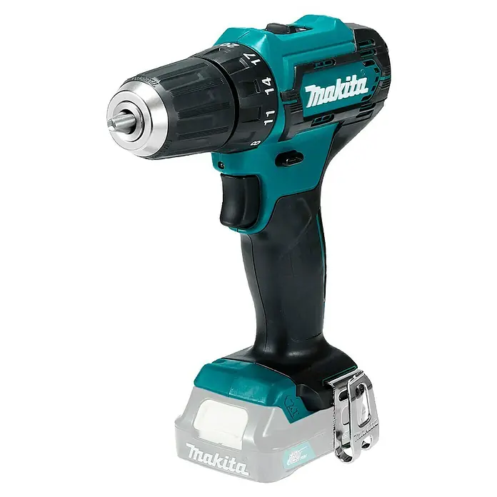 Makita CXT 12V max. Akku-Bohrschrauber DF333DZ - 12 V, Ohne Akku - Makita 12V Akku-Bohrschrauber in Schwarz und Türkis mit Bohrfutter, einstellbarer Drehmomentkupplung und Gürtelclip.