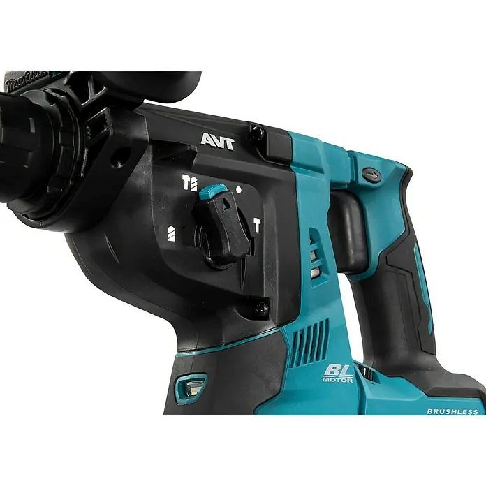 Makita XGT 40V max. Akku-Kombihammer HR003GM201 - 40 V, 2 Akkus, 4 Ah, 2,8 J - Türkis-schwarzer Bohrhammer mit Moduswahlschalter, AVT- und BL-Motor-Branding.