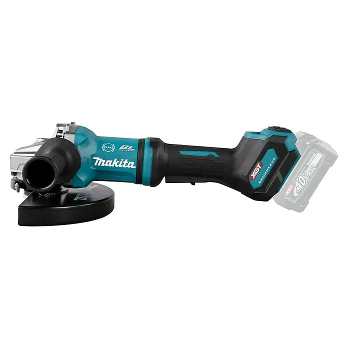 Makita XGT 40V max. Akku-Winkelschleifer GA038GZ - Ohne Akku, Durchmesser Scheibe: 230 mm - Türkis-schwarzer Makita Akku-Winkelschleifer mit bürstenlosem Motor und 40V Akku.