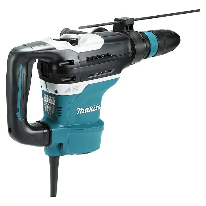 Makita Kombihammer HR4013C - 1.100 W, 8 J, SDS-Max-Aufnahme - Makita Bohrhammer in Schwarz und Türkis mit Tiefenanschlagstange und ergonomischem Griff.