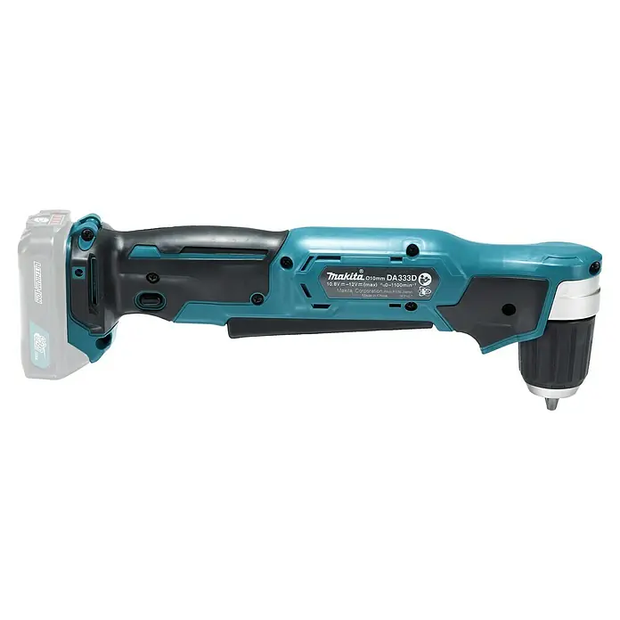 Makita CXT 12V max. Akku-Winkelbohrmaschine DA333DZ - 12 V, Ohne Akku - Makita DA333D 12V Akku-Winkelbohrmaschine in Türkis und Schwarz mit Akkupack.