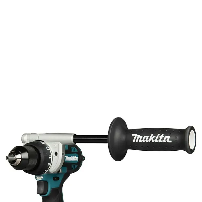 Makita LXT 18V Taladro atornillador de batería DDF492RTJ - 18 V, 2 baterías, 130 Nm - Taladro inalámbrico Makita con portabrocas, ajustes de embrague y empuñadura auxiliar negra con logo Makita.