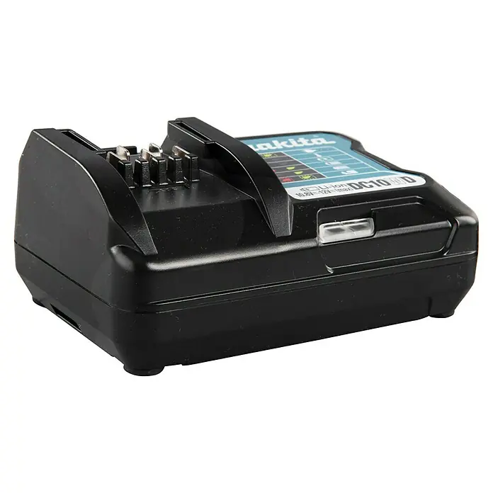 Makita CXT 12V max. Ladegerät DC10WD - Passend für: Makita Li-Ionen-Akkus 10,8 - 12 V - Schwarzes Makita DC10WD Li-Ion-Akkuladegerät für 10.8V-12V Akkus.