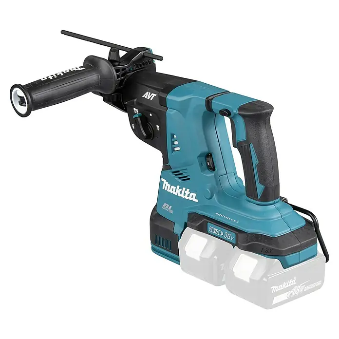 Makita LXT 18V Akku-Kombihammer DHR281ZJ - 36 V, Ohne Akku, 2,8 J - Makita Akku-Bohrhammer in Türkis und Schwarz mit zwei 18V Lithium-Ionen-Akkus.