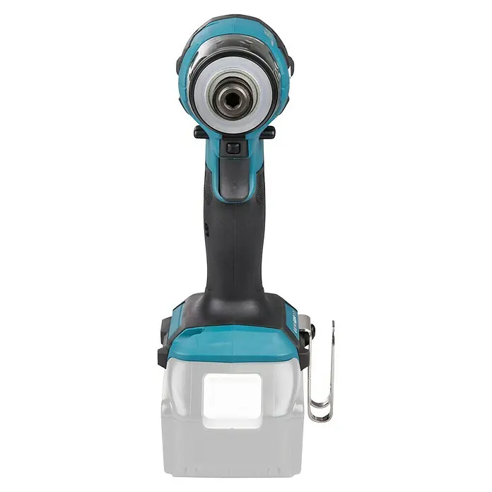 Makita LXT 18V Akku-Schlagschrauber DTD173Z - 18 V, Ohne Akku - Türkiser und schwarzer Akku-Schlagschrauber mit Sechskantaufnahme, schwarzem Griff und grauem Akku.