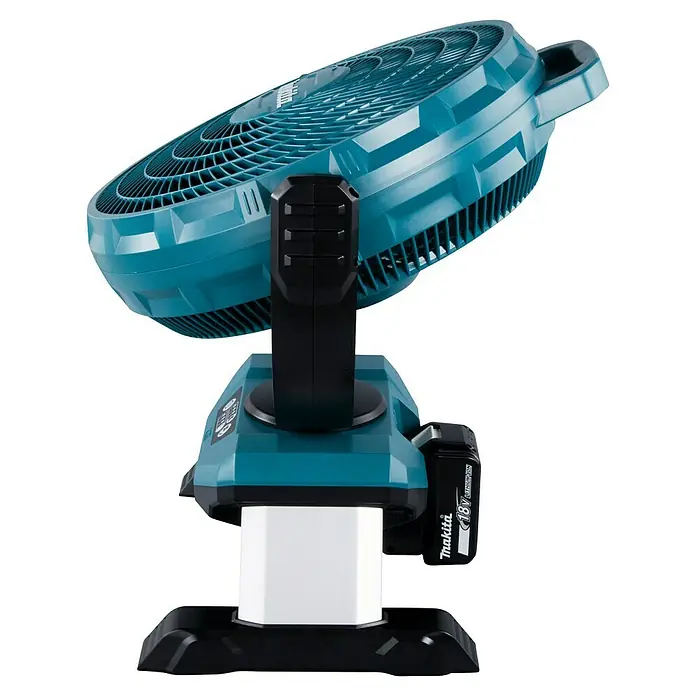 Makita LXT 18V Ventilador de batería DCF301 - 18 V, Sin batería - Ventilador portátil inalámbrico Makita turquesa y negro con batería de iones de litio de 18V, cabezal ajustable y base robusta.