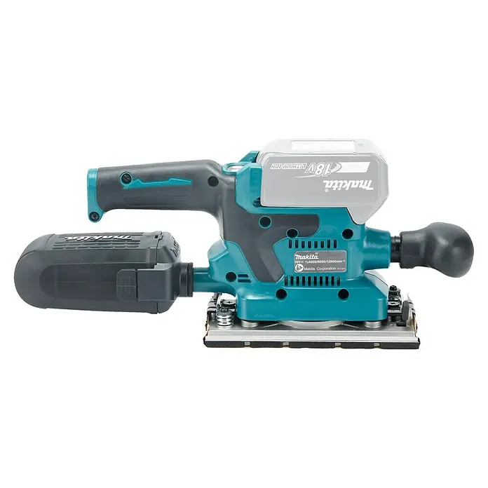 Makita LXT 18V Akku-Schwingschleifer DBO382Z - 18 V, Ohne Akku - Makita 18V Akku-Schwingschleifer in Türkis und Schwarz mit Staubbeutel und 18V Li-Ion Akku.