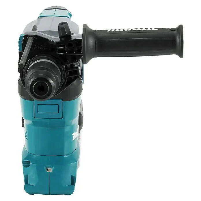 Makita XGT 40V max. Akku-Kombihammer HR008GZ - 40 V, Ohne Akku, 3,9 J - Türkis-schwarzer Makita Bohrhammer mit schwarzem Zusatzgriff.