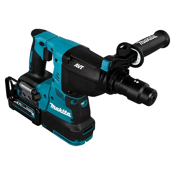 Makita XGT 40V max. Akku-Kombihammer HR004GM201 - 40 V, 2 Akkus, 2,9 J - Makita 40V XGT Akku-Bohrhammer in Türkis und Schwarz mit Zusatzhandgriff.