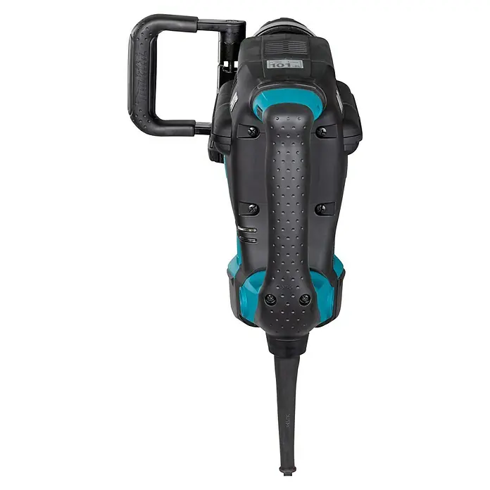 Makita Abbruchhammer HM1213C - 1.510 W, 18,6 J, SDS-Max-Aufnahme - Schwarzer und türkiser Abbruchhammer, von oben gezeigt, mit ergonomischem Haupthandgriff und D-Zusatzgriff.
