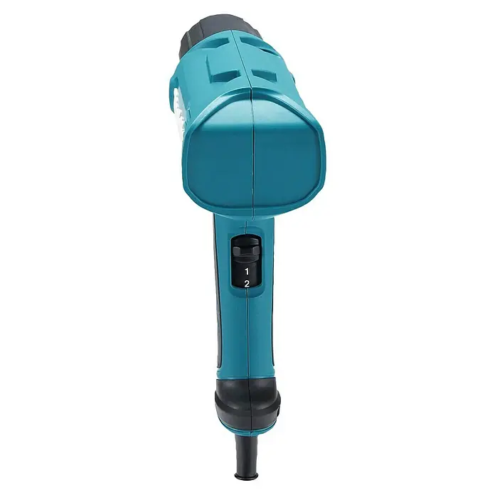 Makita Heißluftgebläse HG5030K - 1.600 W, Temperaturbereich: 350 °C - 500 °C - Türkis-schwarzes Hand-Elektrowerkzeug mit 1-2 Geschwindigkeitswähler.