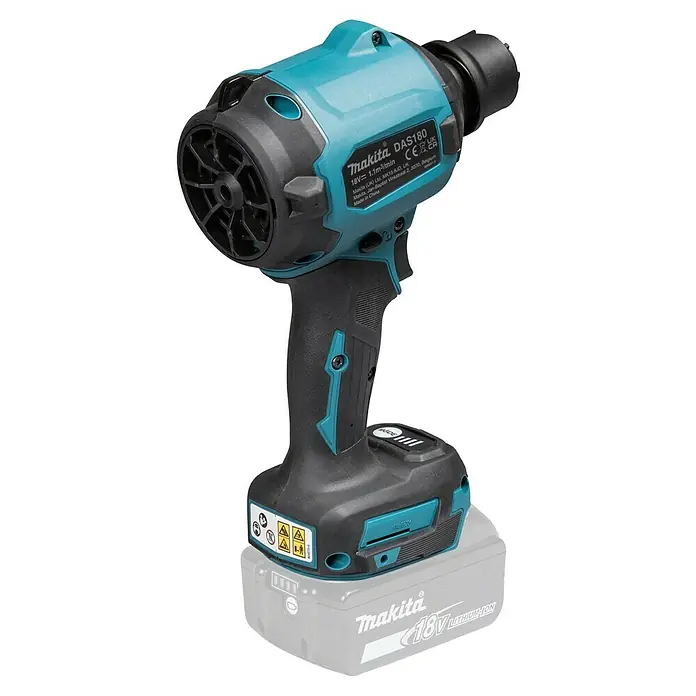Makita LXT 18V Akku-Gebläse DAS180Z - 18 V, Ohne Akku, 200 mm/s - Makita DAS180 Akku-Gebläse, türkis-schwarzes Kunststoffgehäuse, mit 18V Akku.