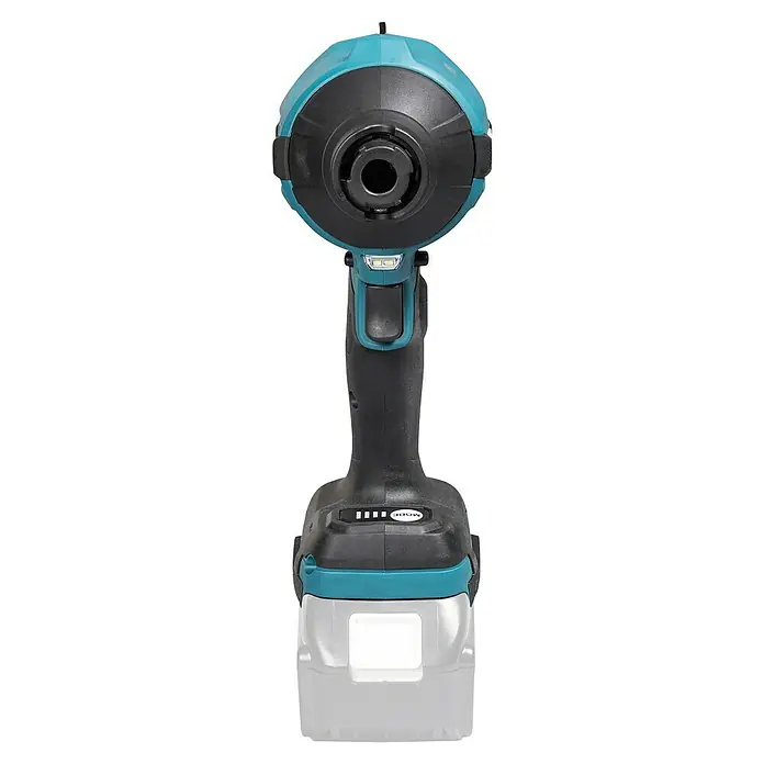 Makita LXT 18V Akku-Gebläse DAS180Z - 18 V, Ohne Akku, 200 mm/s - Türkiser und schwarzer Akku-Schlagschrauber mit silbernem Akku, LED-Licht und Modusanzeige.