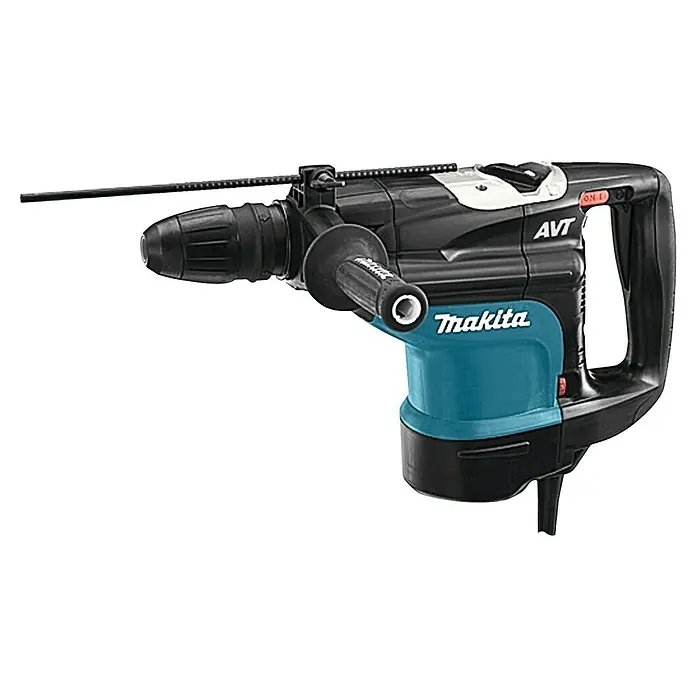 Makita Kombihammer HR4510C - 1.350 W, 9,4 J, SDS-Max-Aufnahme - Schwarz-türkiser Makita Bohrhammer mit Zusatzhandgriff und Tiefenanschlag.