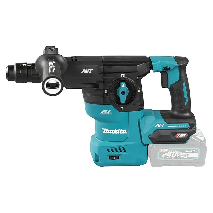 Makita XGT 40V max. Akku-Kombihammer HR009GZ - 40 V, Ohne Akku, 3,9 J - Schwarzer und türkiser Makita Akku-Bohrhammer mit 40V XGT Akku.