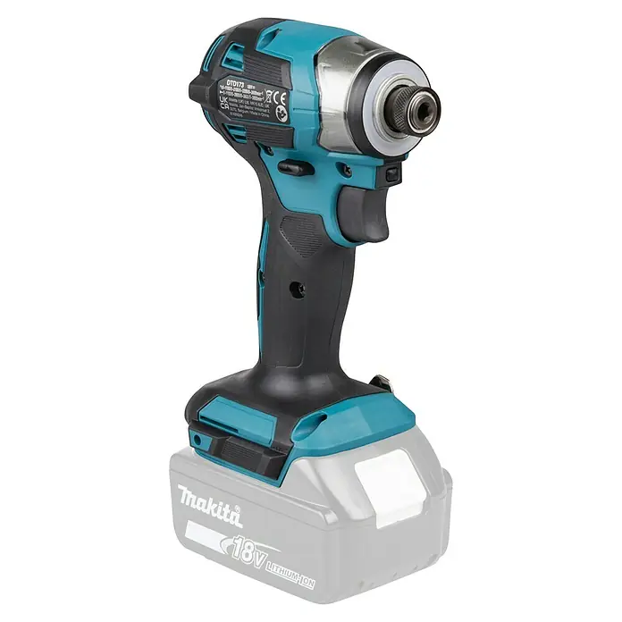 Makita LXT 18V Akku-Schlagschrauber DTD173Z - 18 V, Ohne Akku - Makita DTD173 18V Akku-Schlagschrauber in Türkis und Schwarz, mit grauem Lithium-Ionen-Akku.