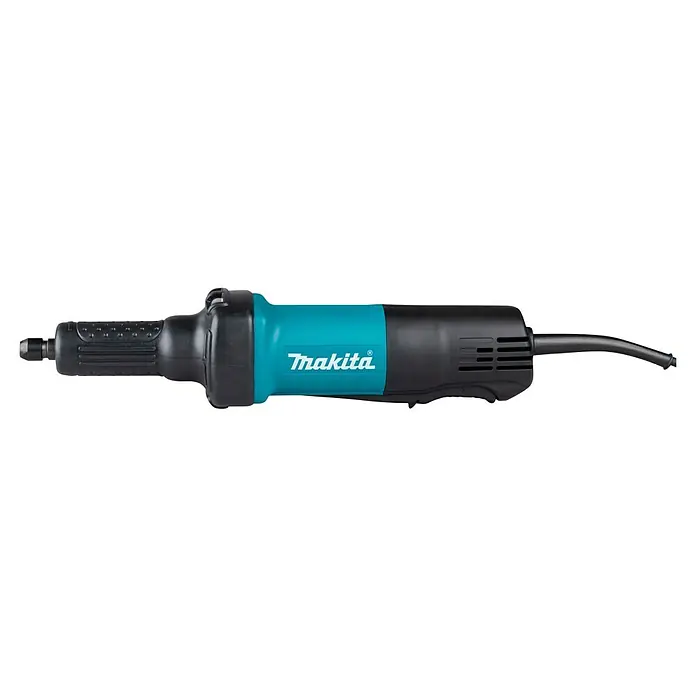 Makita Amoladora recta GD0600 - 400 W, 25.000 r.p.m. - Amoladora recta Makita, una herramienta eléctrica negra y turquesa para rectificado y pulido de precisión.