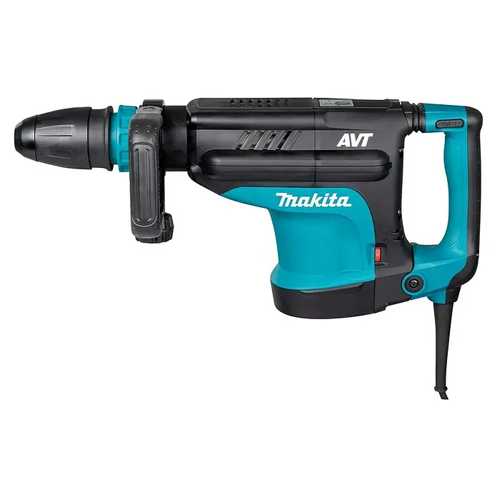 Makita Abbruchhammer HM1213C - 1.510 W, 18,6 J, SDS-Max-Aufnahme - Makita AVT Bohrhammer in Schwarz und Türkis mit ergonomischem Griff und Bohrfutter.