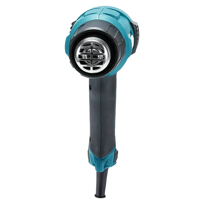 Makita Heißluftgebläse HG6031VK - 1.800 W, Temperaturbereich: 50 °C - 600 °C - Türkise und schwarze Heißluftpistole, ein Handwerkzeug zur Wärmeanwendung.