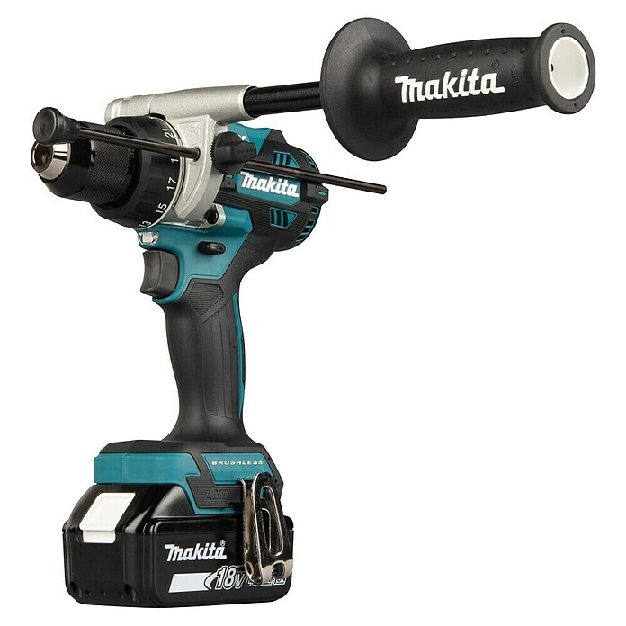 Makita LXT 18V Taladro atornillador percutor de batería DHP492RTJ (18 V, 2 baterías, 5 Ah, 130 Nm) | BAUHAUS