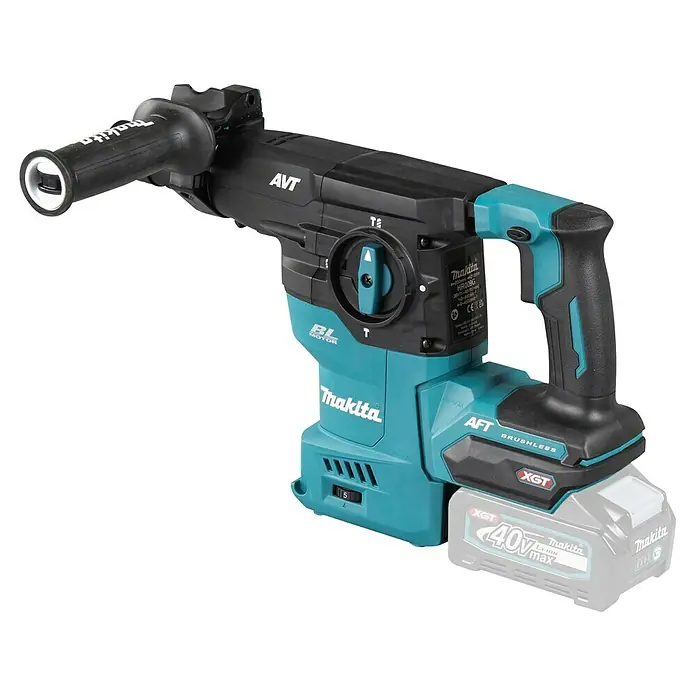 Makita XGT 40V max. Akku-Kombihammer HR009GZ - 40 V, Ohne Akku, 3,9 J - Makita HR009G Akku-Bohrhammer in Türkis und Schwarz mit 40V XGT Akku.