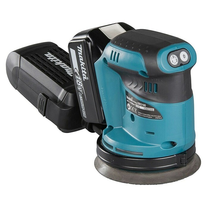 Makita Lijadora excéntrica de batería (18 V, 2 baterías, 5 Ah, Diámetro disco de lija: 125 mm)