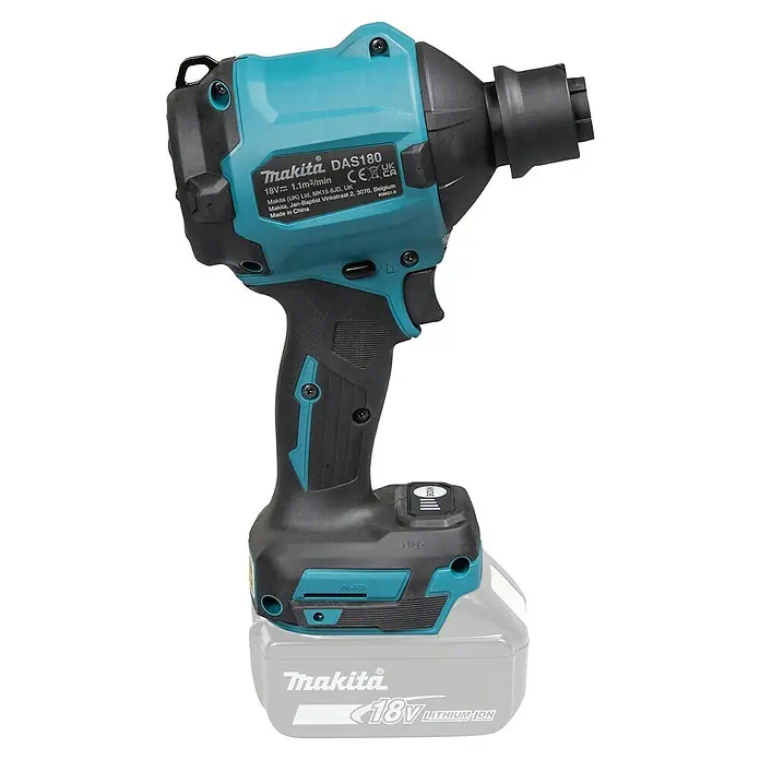 Makita LXT 18V Akku-Gebläse DAS180Z - 18 V, Ohne Akku, 200 mm/s - Makita DAS180 18V Akku-Gebläse in Türkis und Schwarz, mit Lithium-Ionen-Akku.