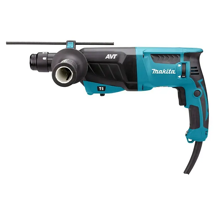 Makita Kombihammer HR2631FT13 - 800 W, 2,4 J, Schnellspannbohrfutter - Türkis-schwarzer Makita Bohrhammer mit AVT (Anti-Vibrations-Technologie) und Zusatzhandgriff mit Tiefenanschlag.