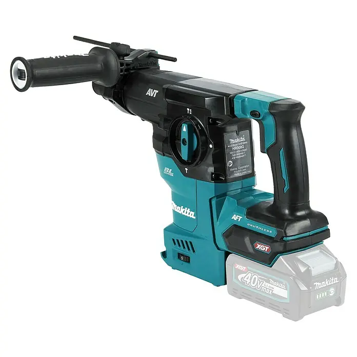 Makita XGT 40V max. Akku-Kombihammer HR008GZ - 40 V, Ohne Akku, 3,9 J - Makita Akku-Bohrhammer, türkis und schwarz, mit 40V Akku.