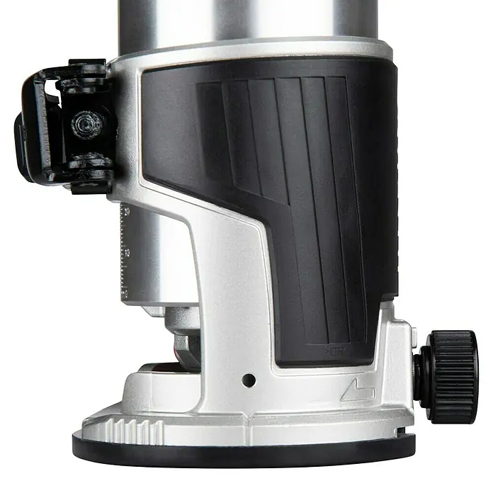 Makita LXT 18V Akku-Multifunktionsfräse DRT50ZJX2 - 18 V, Ohne Akku, Leerlaufdrehzahl: 10.000 U/min - 30.000 U/min - Kompakte silber-schwarze Oberfräsenbasis mit strukturiertem Griff.