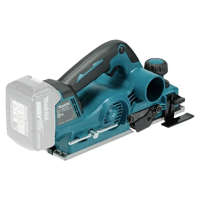 Makita LXT 18V Akku-Hobel - 18 V, Ohne Akku, Leerlaufdrehzahl: 12.000 U/min - Türkis-schwarzer Akku-Hobel Makita DKP181, angetrieben von einem 18V Li-Ion Akku.