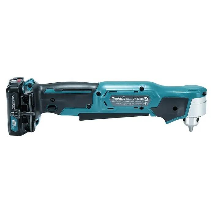 Makita CXT 12V max. Akku-Winkelbohrmaschine DA332DSYJ - 12 V, 1 Akku - Makita 12V max Akku-Winkelbohrmaschine in Türkis und Schwarz mit Lithium-Ionen-Akku und Bohrfutter für Arbeiten auf engstem Raum.