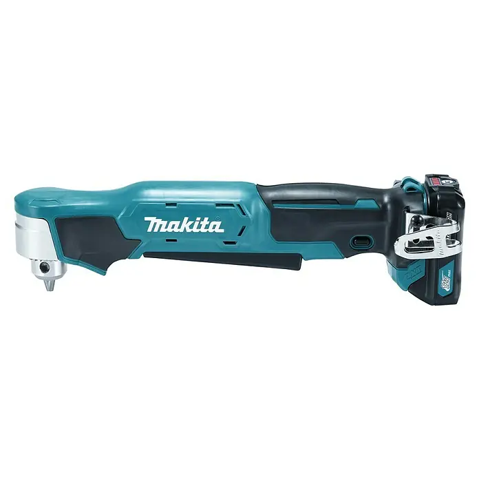 Makita CXT 12V max. Akku-Winkelbohrmaschine DA332DSYJ - 12 V, 1 Akku - Makita 12V max Winkelbohrschrauber in Türkis und Schwarz mit Metallbohrfutter und Gürtelclip.