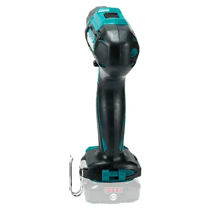 Makita CXT 12V max. Akku-Bohrschrauber DF333DZ - 12 V, Ohne Akku - Schwarzer und türkisfarbener Akku-Schlagschrauber mit Akku und Gürtelclip.