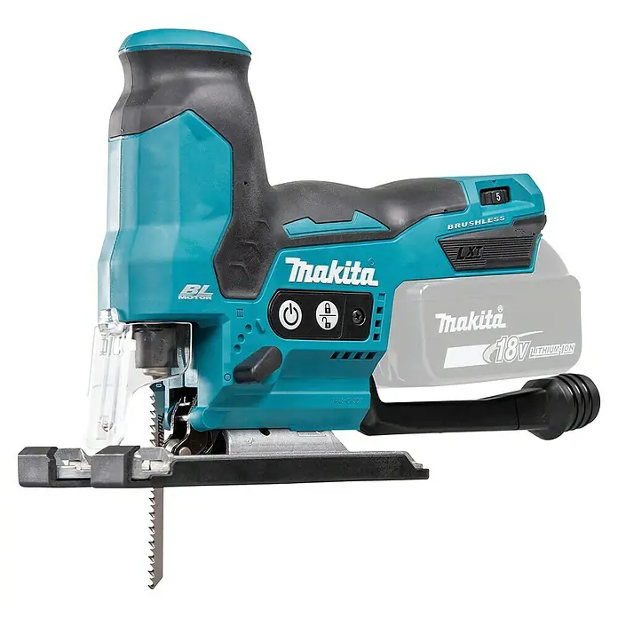 Makita LXT 18V Akku-Pendelhubstichsäge DJV185Z - 18 V, Ohne Akku, Leerlaufhubzahl: 800 /min - 3.000 /min - Makita Akku-Stichsäge in Türkis und Schwarz mit Akkupack.