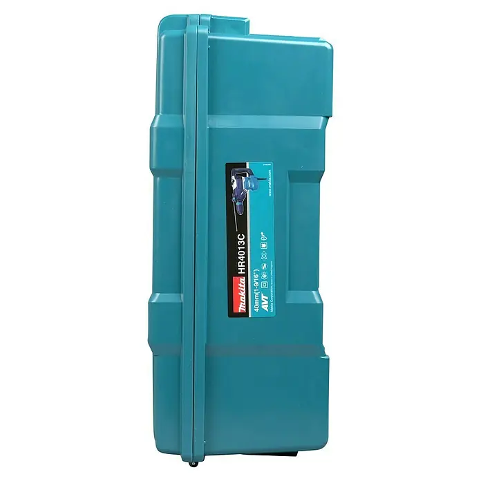 Makita Kombihammer HR4013C - 1.100 W, 8 J, SDS-Max-Aufnahme - Türkiser Makita HR4013C Werkzeugkoffer mit Produktetikett.